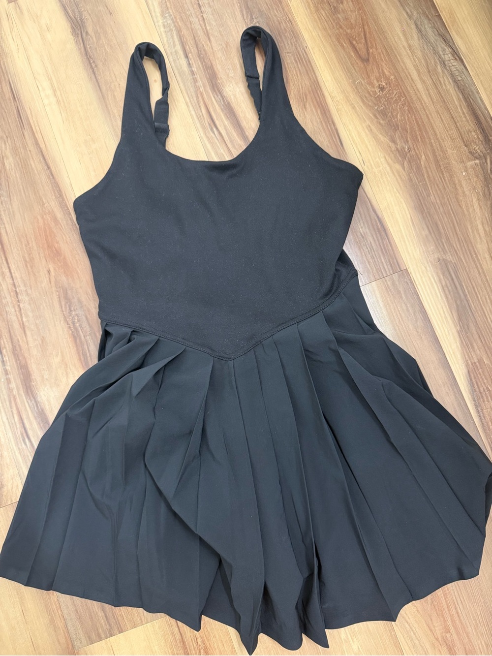 Danskin Now Black Pleated Tank Mini Dress